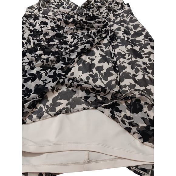 ALFANI Ruched‎ Faux Wrap Dress Floral Plus Size 18W Black Off White V-Neck - Picture 5 of 10